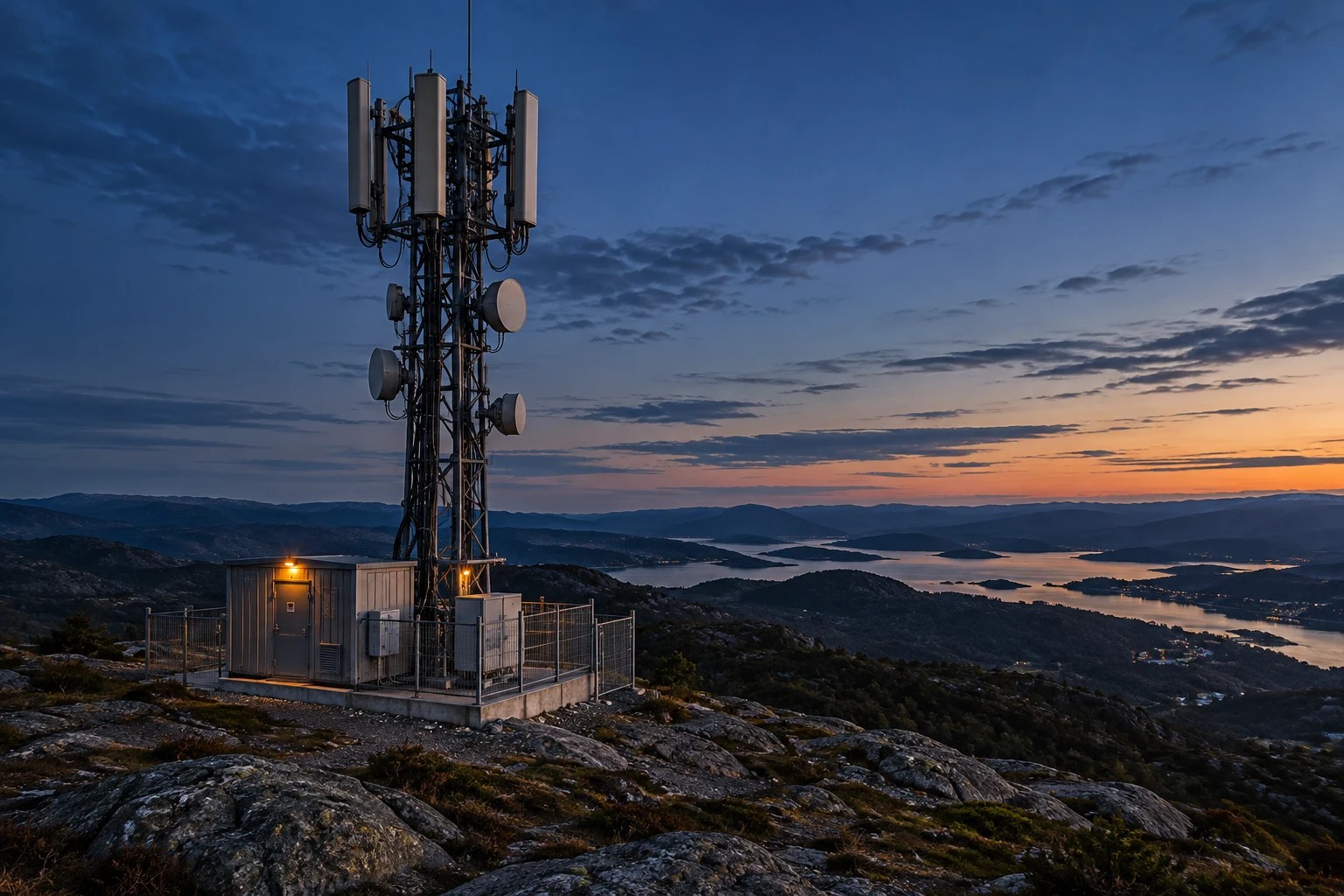 Remote telecommunications tower with an equipment enclosure
